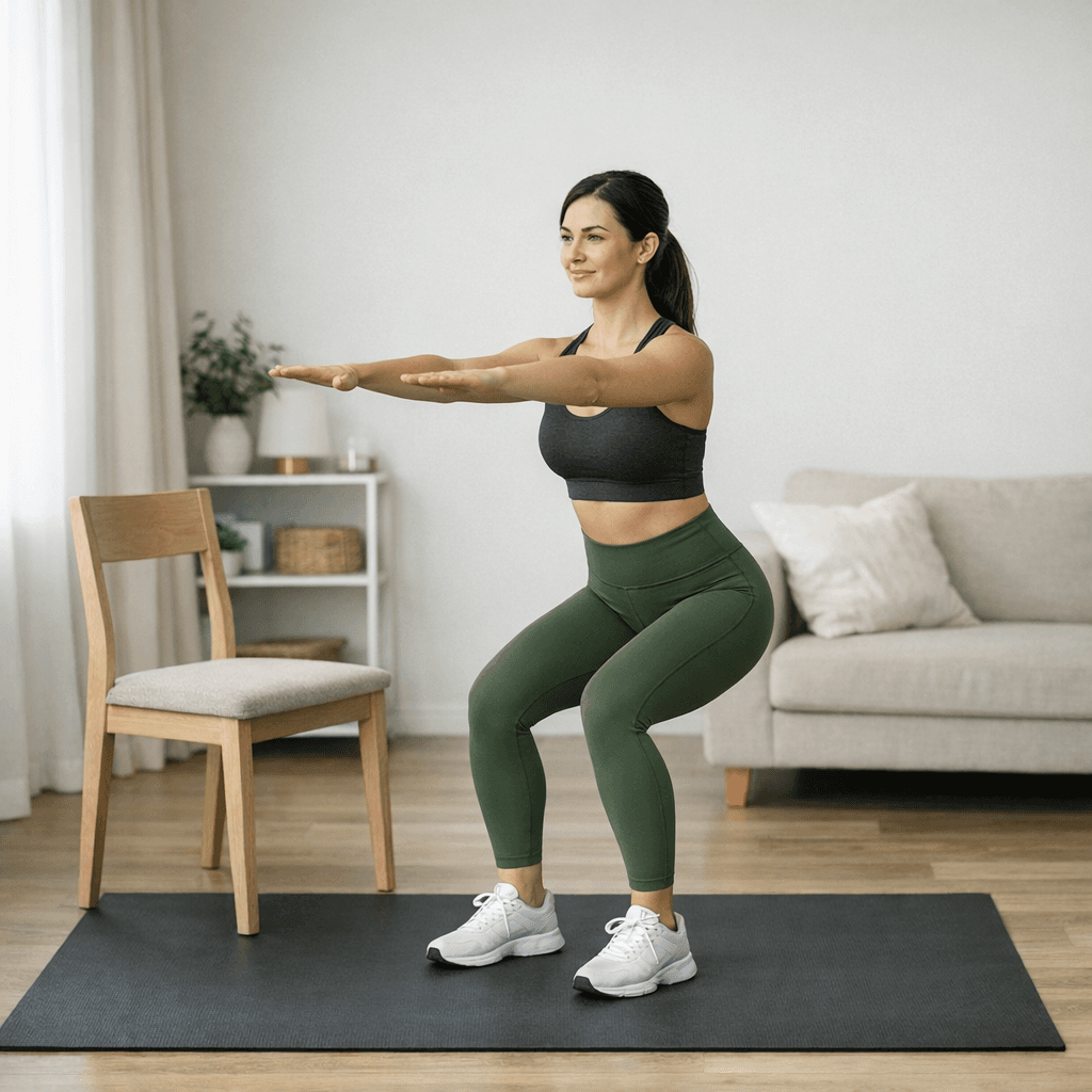 Chair squat without the jump: Step 1