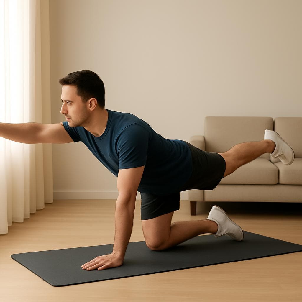 Core and back at home, no heavy load: Step 3